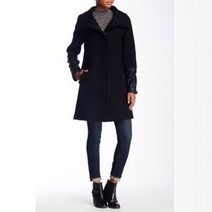 Soia & Kyo Leather Cuff Wool Blend Coat - sz M